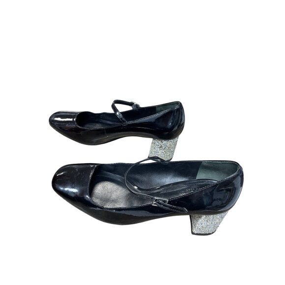 Kate Spade NY  Wms Black Patent Leather Mary Jane Heels Glitter Heel SKU 9708 main image 8